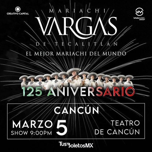Mariachi Vargas de Tecalitlan Conciertos Cancun Elfest.mx